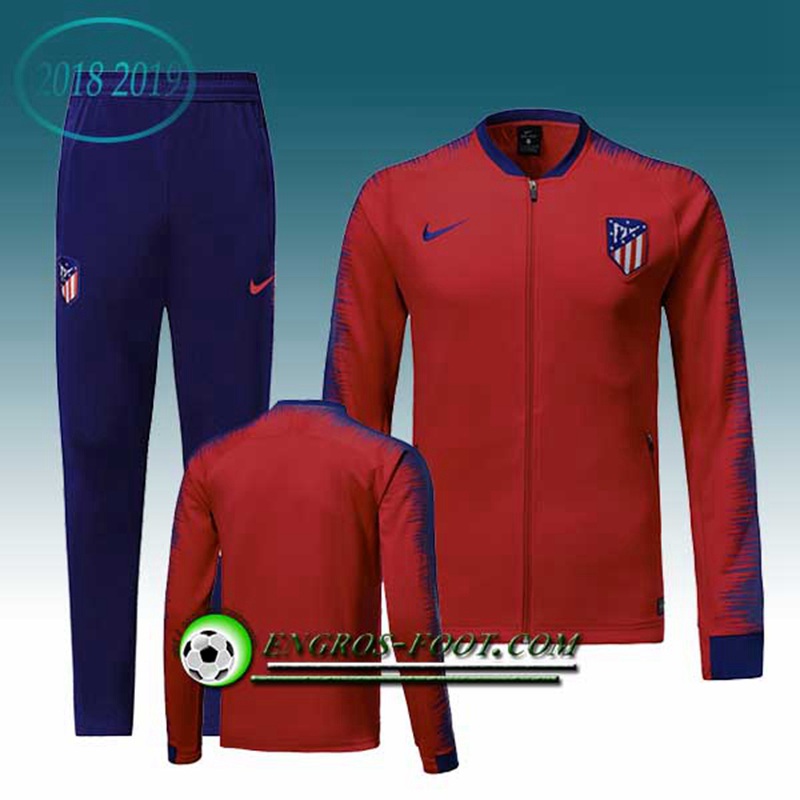 Engros-foot: Ensemble Survetement Foot - Veste Atletico Madrid Rouge/Bleu 2018-2019 Thailande