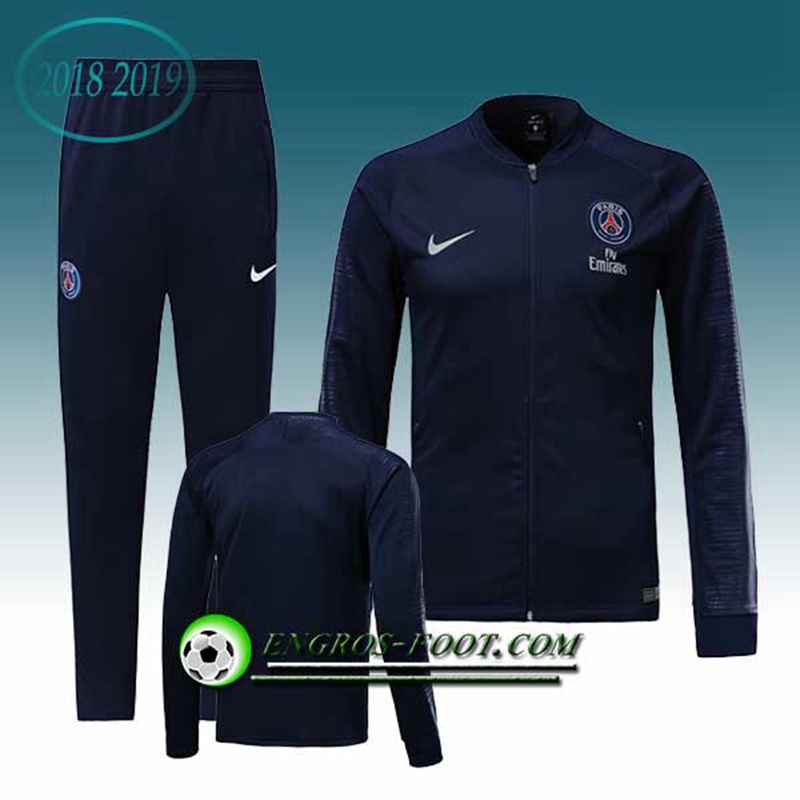 Engros-foot: Ensemble Survetement Foot - Veste PSG Bleu Fonce 2018-2019 Thailande