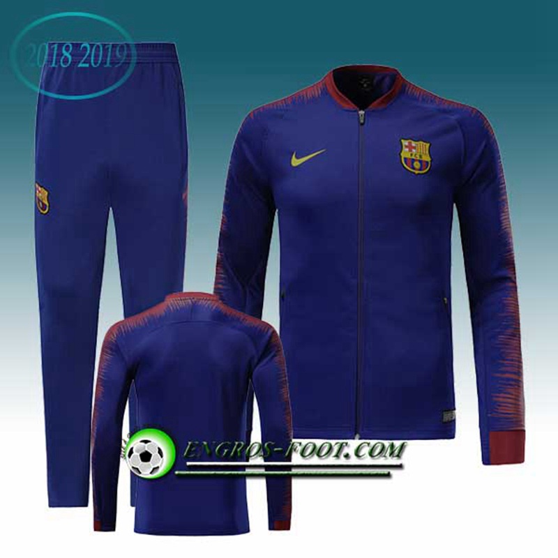 Engros-foot: Ensemble Survetement Foot - Veste FC Barcelone Bleu Fonce 2018-2019 Thailande