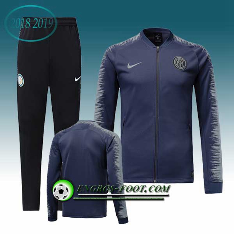 Engros-foot: Ensemble Survetement Foot - Veste Inter Milan Bleu/Gris 2018-2019 Thailande