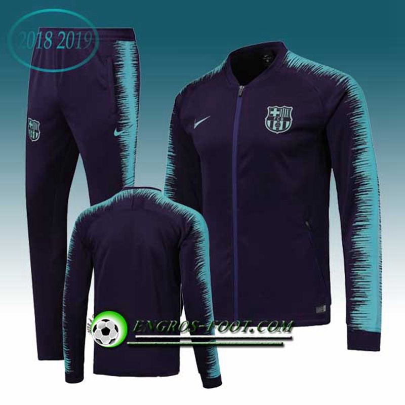 Engros-foot: Ensemble Survetement Foot - Veste FC Barcelone Noir/Bleu 2018-2019 Thailande