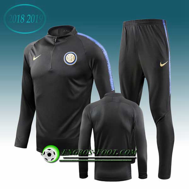 Engros-foot: Ensemble Survetement Foot Inter Milan Noir/Bleu 2018-2019 Thailande