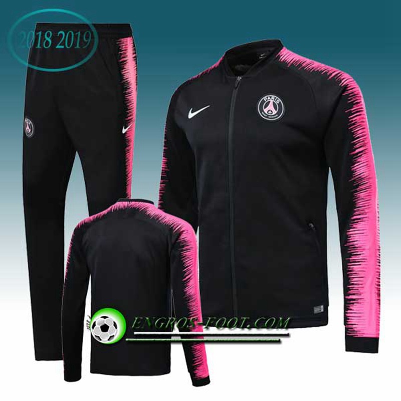 Engros-foot: Ensemble Survetement Foot - Veste PSG Noir/Rose 2018-2019 Thailande