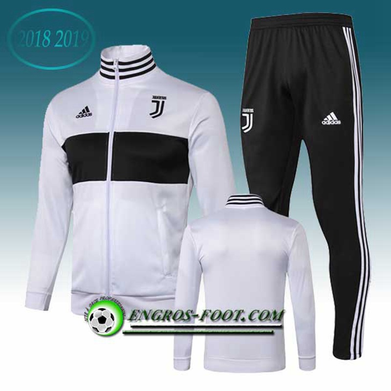 Engros-foot: Ensemble Survetement Foot - Veste Juventus Blanc/Noir 2018-2019 Thailande