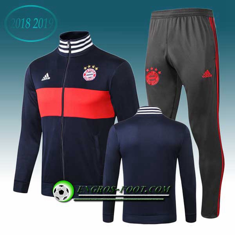 Engros-foot: Ensemble Survetement Foot - Veste Bayern Munich Bleu/Rouge 2018-2019 Thailande