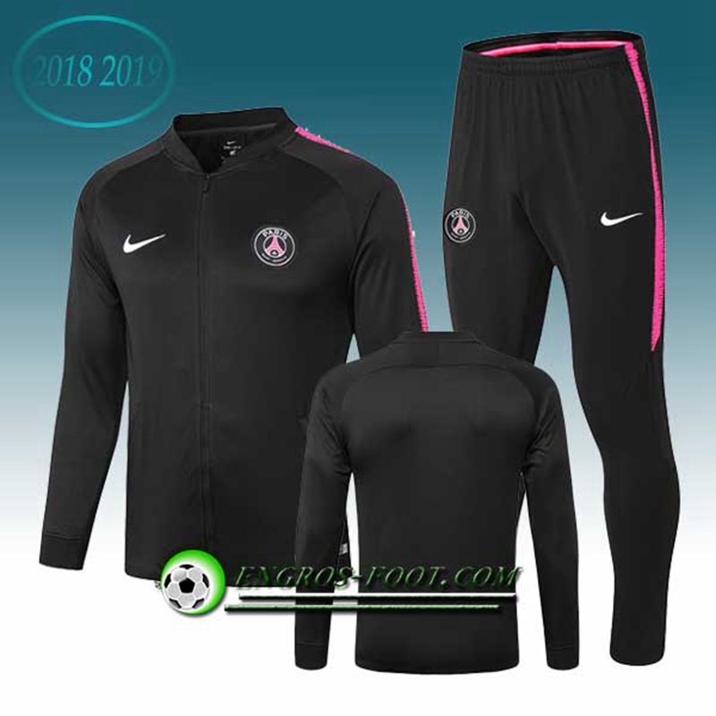 Engros-foot: Ensemble Survetement Foot - Veste PSG Noir 2018-2019 Thailande