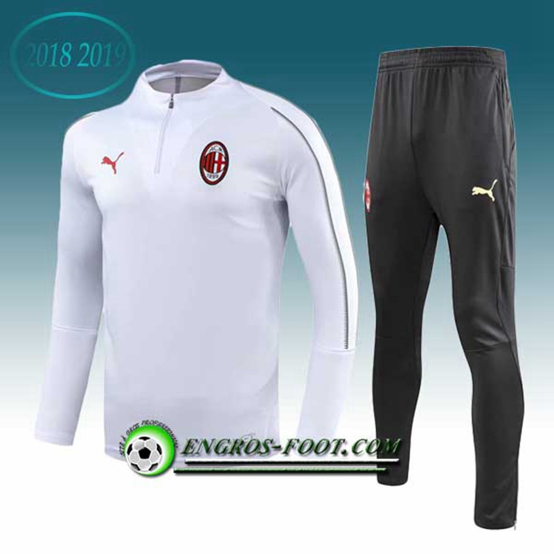 Engros-foot: Ensemble Survetement Foot Milan AC Blanc 2018-2019 Thailande