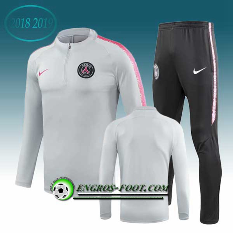 Engros-foot: Ensemble Survetement Foot PSG Gris/Blanc 2018-2019 Thailande