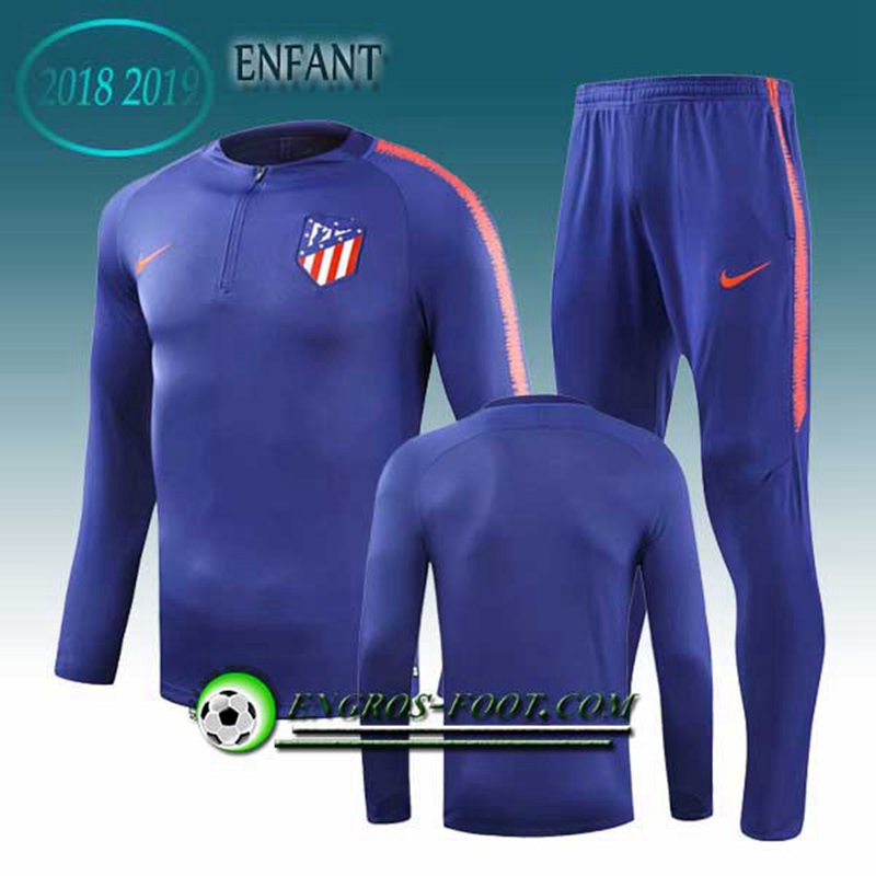 Engros-foot: Ensemble Survetement Foot Atletico Madrid Enfant Bleu 2018-2019 Thailande