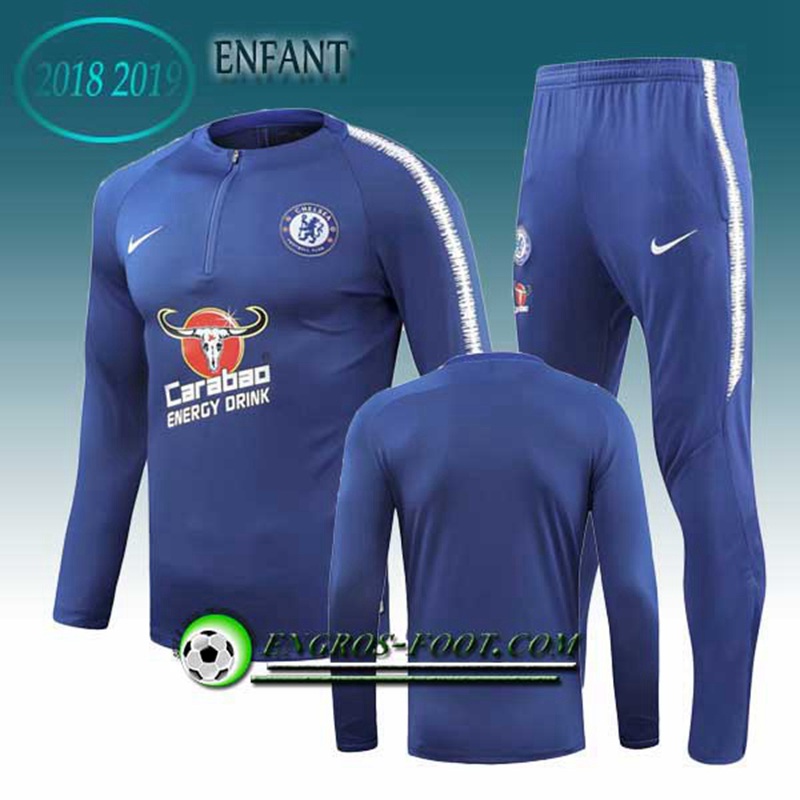 Engros-foot: Ensemble Survetement Foot FC Chelsea Enfant Bleu 2018-2019 Thailande