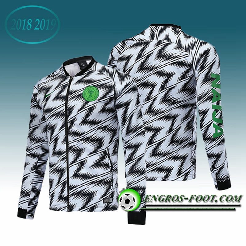 Engros-foot: Veste Foot Nigeria Noir/Blanc 2018-2019 Thailande