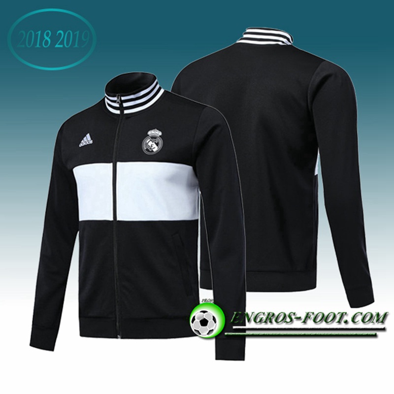 Engros-foot: Veste Foot Real Madrid Noir/Blanc 2018-2019 Thailande