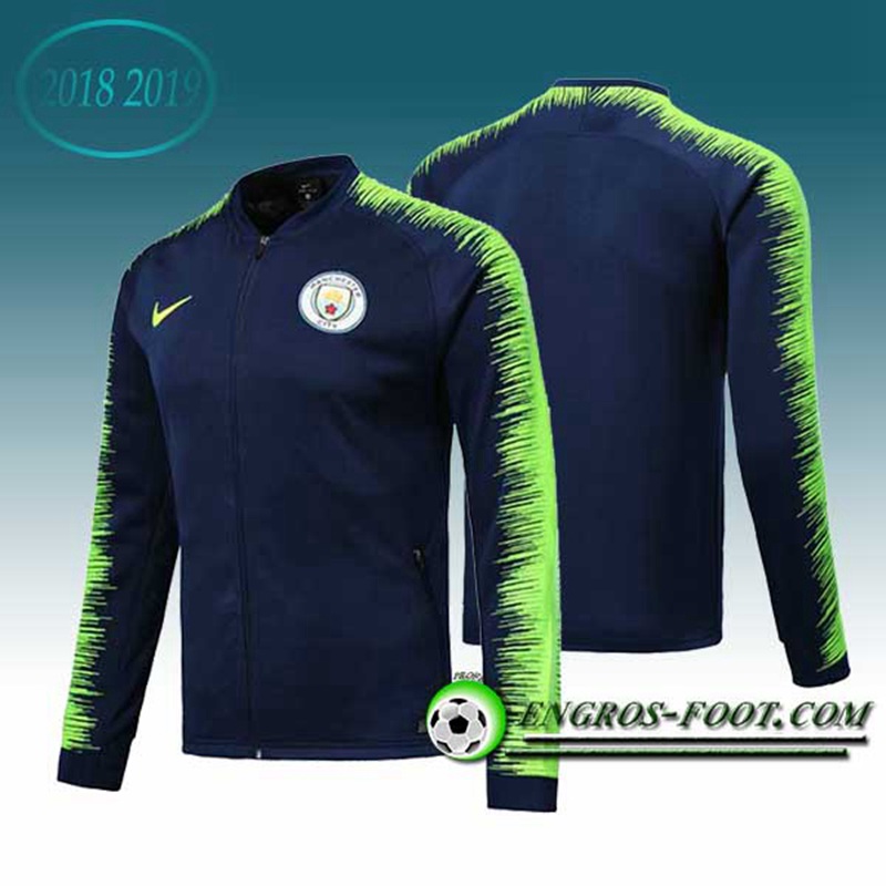 Engros-foot: Veste Foot Manchester City Bleu Fonce/Vert 2018-2019 Thailande