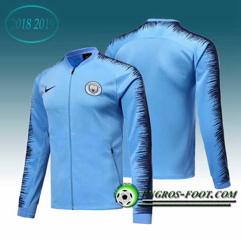 Engros-foot: Veste Foot Manchester City Bleu/Noir 2018-2019 Thailande