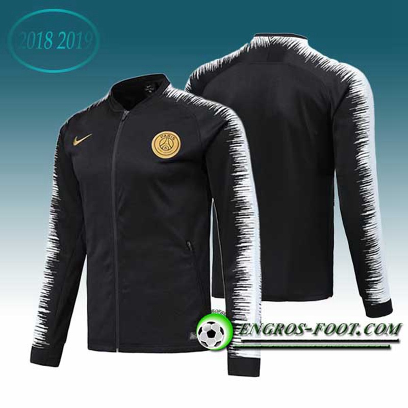 Engros-foot: Veste Foot PSG Noir/Blanc 2018-2019 Thailande