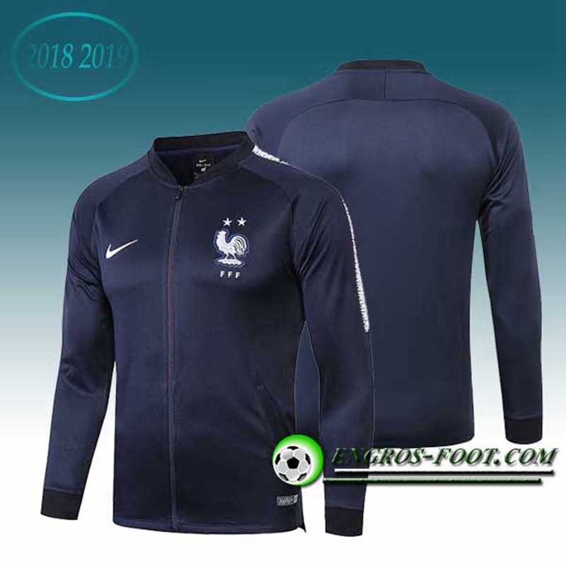 Engros-foot: Veste Foot France 2 Etoiles Bleu Fonce 2018-2019 Thailande