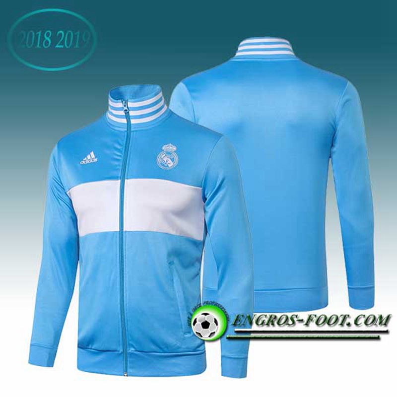 Engros-foot: Veste Foot Real Madrid Bleu/Blanc 2018-2019 Thailande