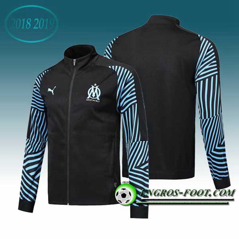 Engros-foot: Veste Foot Marseille Noir/Bleu 2018-2019 Thailande