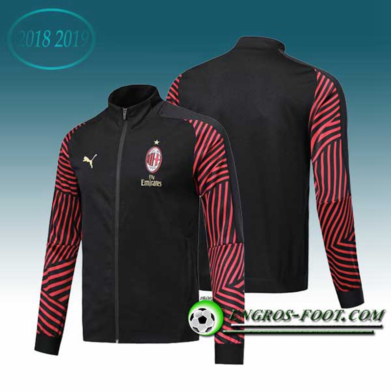 Engros-foot: Veste Foot Milan AC Noir/Rouge 2018-2019 Thailande