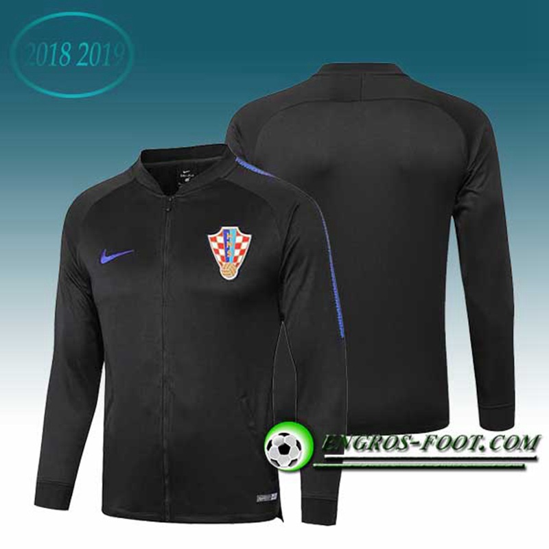 Engros-foot: Veste Foot Croatie Noir 2018-2019 Thailande