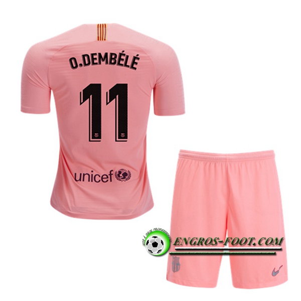 Engros-foot: Ensemble Maillot Foot FC Barcelone Enfants 11 O.DEMBELE Third 2018 2019 Pastèque Thailande