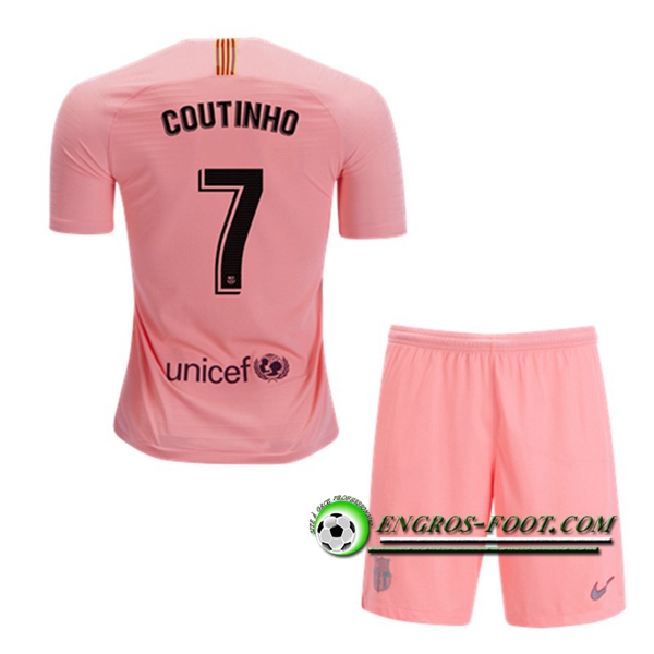 Engros-foot: Ensemble Maillot Foot FC Barcelone Enfants 7 Coutinho Third 2018 2019 Pastèque Thailande