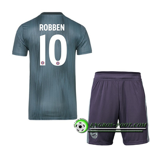 Engros-foot: Ensemble Maillot Foot Bayern Munich Enfants 10 ROBBEN Third 2018 2019 Bleu Marine Thailande