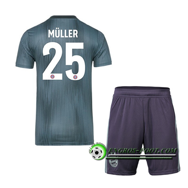 Engros-foot: Ensemble Maillot Foot Bayern Munich Enfants 25 MULLER Third 2018 2019 Bleu Marine Thailande