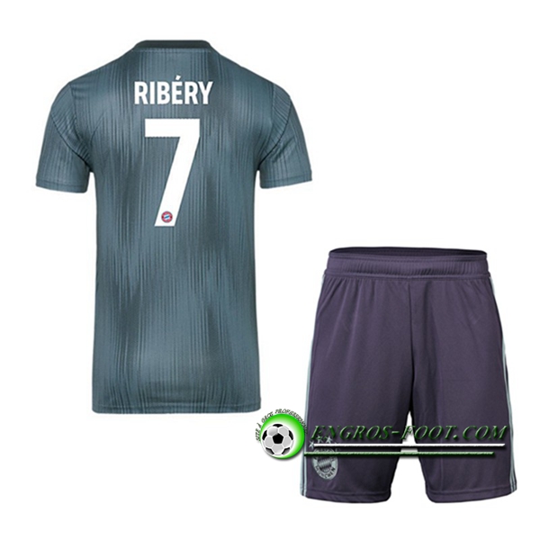 Engros-foot: Ensemble Maillot Foot Bayern Munich Enfants 7 RIBERY Third 2018 2019 Bleu Marine Thailande