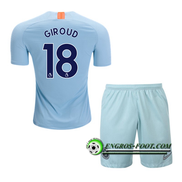 Engros-foot: Ensemble Maillot Foot FC Chelsea Enfants Giroud 18 Third 2018 2019 Bleu Ciel Thailande