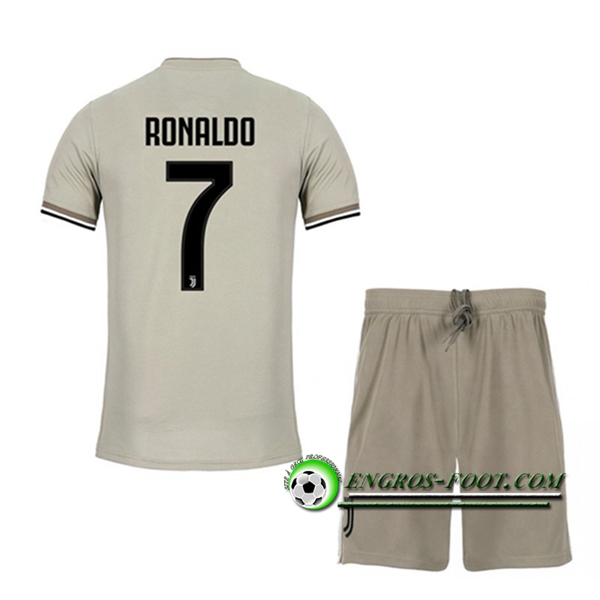 Engros-foot: Ensemble Maillot Foot Juventus Enfants RONALDO 7 Exterieur 2018 2019 Beige Thailande