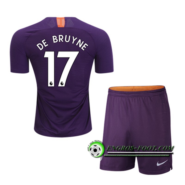 Engros-foot: Ensemble Maillot Foot Manchester City Enfants 17 DE BRUYNE Third 2018 2019 Pourpre Thailande