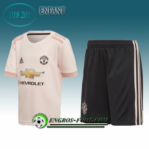 Engros-foot: Ensemble Maillot Foot Manchester United Enfants Exterieur 2018 2019 Blanc Thailande