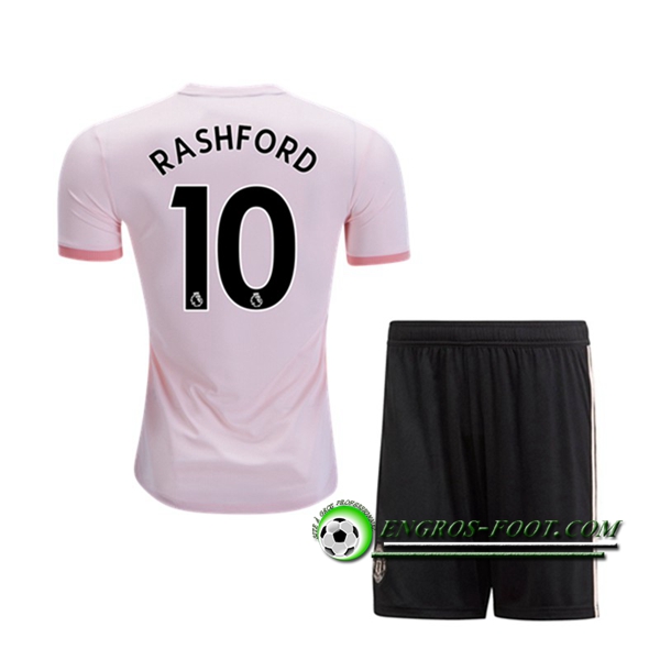 Engros-foot: Ensemble Maillot Foot Manchester United Enfants 10 Rashford Exterieur 2018 2019 Blanc Thailande