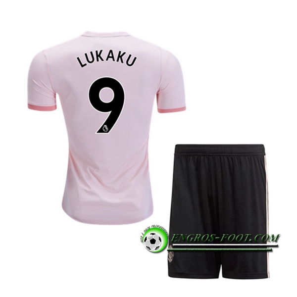 Engros-foot: Ensemble Maillot Foot Manchester United Enfants 9 LUKAKU Exterieur 2018 2019 Blanc Thailande