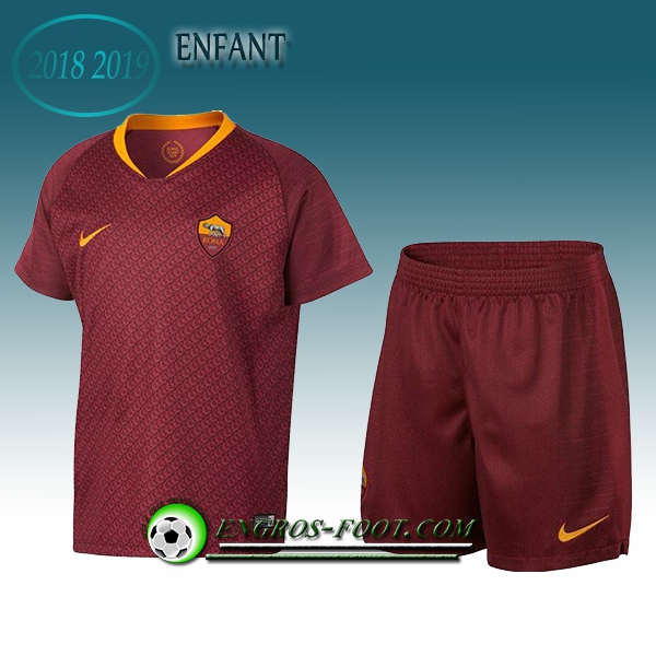 Engros-foot: Ensemble Maillot Foot AS Roma Enfants Domicile 2018 2019 Rouge Thailande