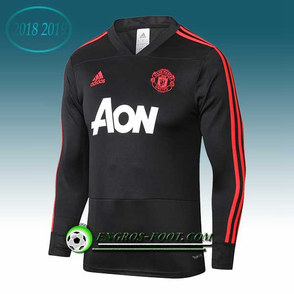 Engros-foot: Sweatshirt Training Manchester United Noir/Blanc 2018-2019 Thailande