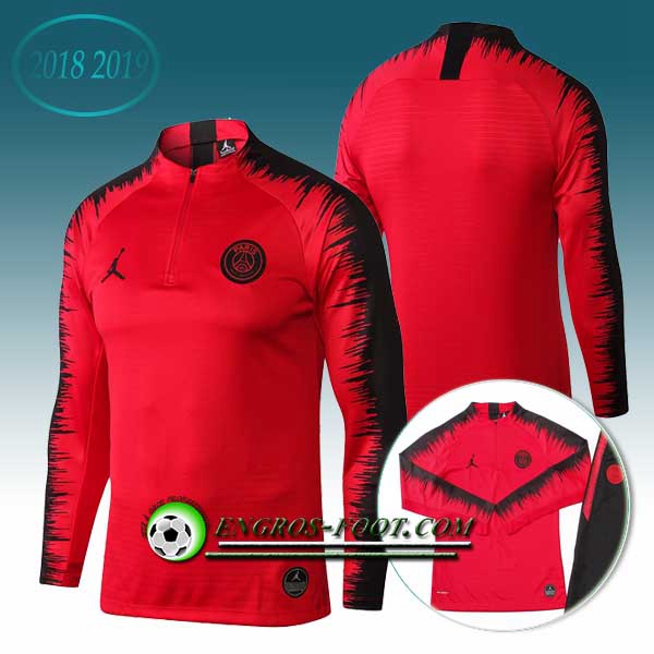 Engros-foot: Sweatshirt Training Jordan PSG Rouge/Noir 2018-2019 Thailande