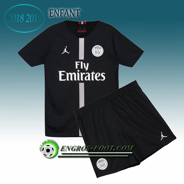 Engros-foot: Ensemble Maillot Foot Jordan PSG Enfants Third 2018 2019 Noir Thailande