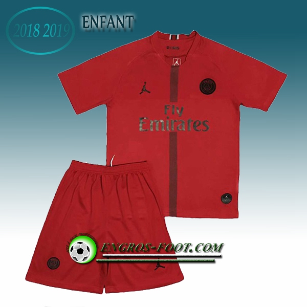 Engros-foot: Ensemble Maillot Foot Jordan PSG Enfants Third 2018 2019 Rouge Thailande