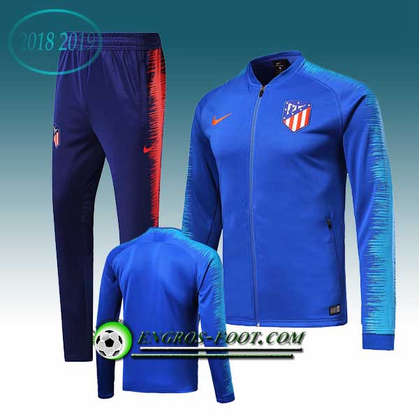 Engros-foot: Ensemble Survetement Foot - Veste Atletico Madrid Bleu 2018-2019 Thailande