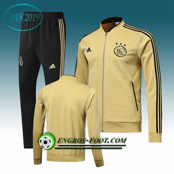 Engros-foot: Ensemble Survetement Foot - Veste AFC Ajax Jaune 2018-2019 Thailande