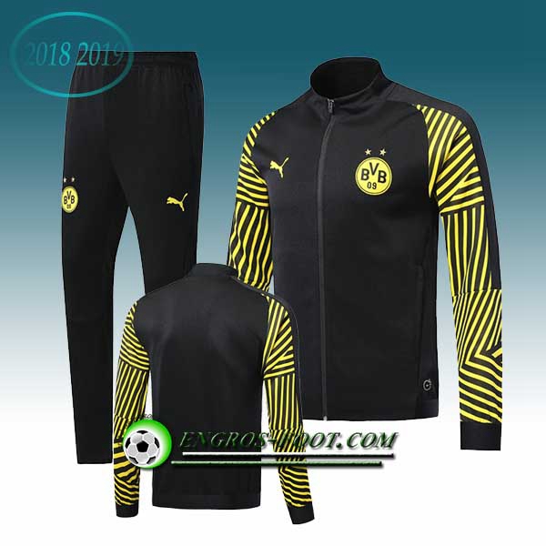 Engros-foot: Ensemble Survetement Foot - Veste Dortmund BVB Noir/Jaune 2018-2019 Thailande