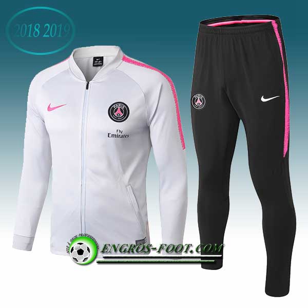 Engros-foot: Ensemble Survetement Foot - Veste PSG Blanc 2018-2019 Thailande