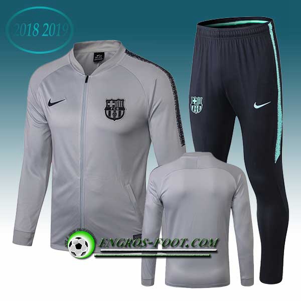 Engros-foot: Ensemble Survetement Foot - Veste FC Barcelone Gris 2018-2019 Thailande