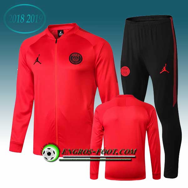 Engros-foot: Ensemble Survetement Foot - Veste Jordan PSG Rouge 2018-2019 Thailande