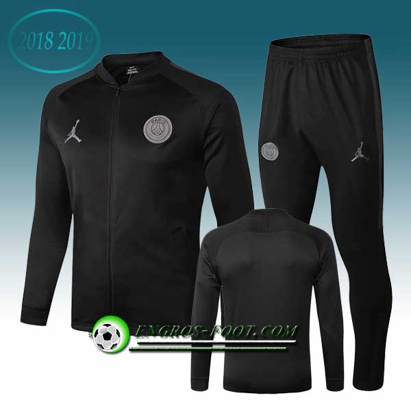 Engros-foot: Ensemble Survetement Foot - Veste Jordan PSG Noir 2018-2019 Thailande