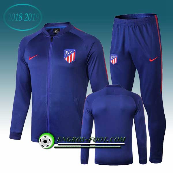 Engros-foot: Ensemble Survetement Foot - Veste Atletico Madrid Bleu 2018-2019 Thailande