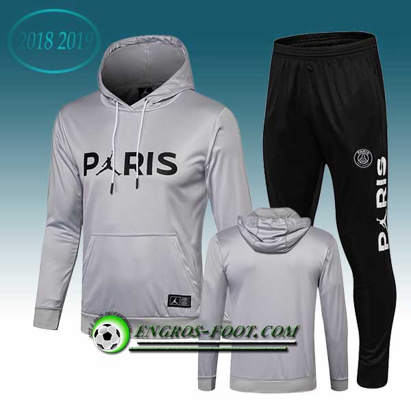 Engros-foot: Ensemble Veste Coupe Vent Jordan PSG Gris 2018-2019 Thailande