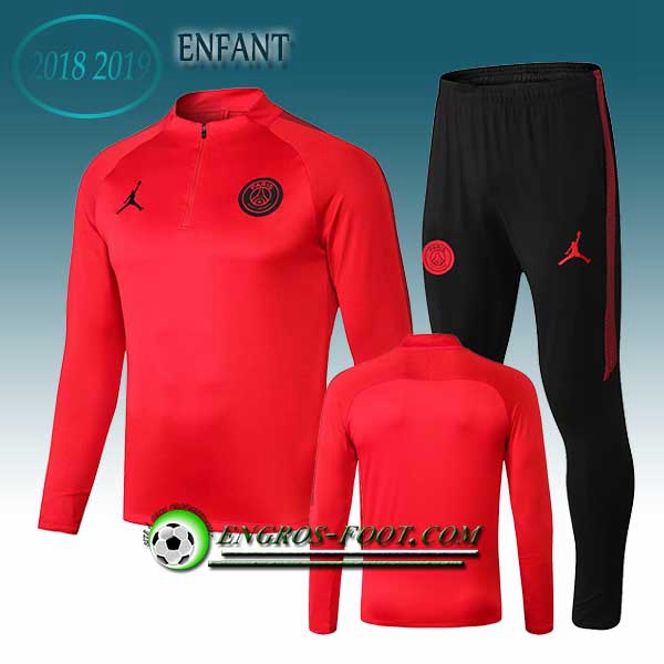 Engros-foot: Ensemble Survetement Foot Jordan PSG Enfant Rouge 2018-2019 Thailande